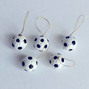 Vintage Soccer Ball Ornaments Set of 5 Mini Soccer Balls Decor